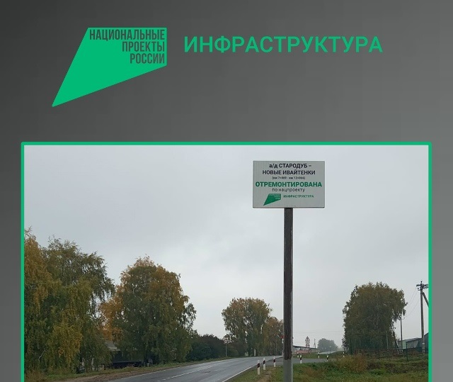 В Стародубском муниципальном округе Брянской области отремонтировали автодороги Стародуб-Новые Ивайтёнки