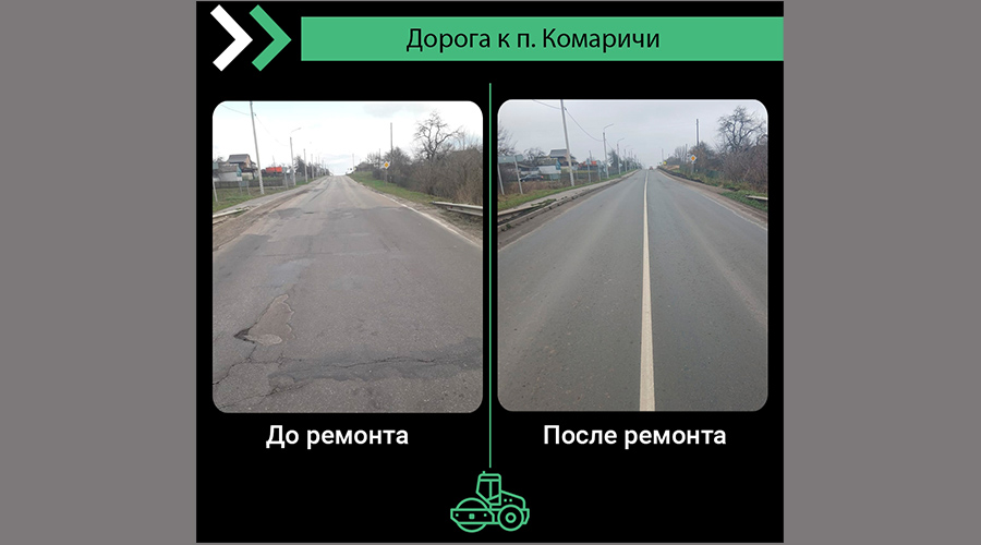 На Брянщине в Комаричском районе благодаря нацпроекту отремонтировали дорогу «Украина»-Комаричи