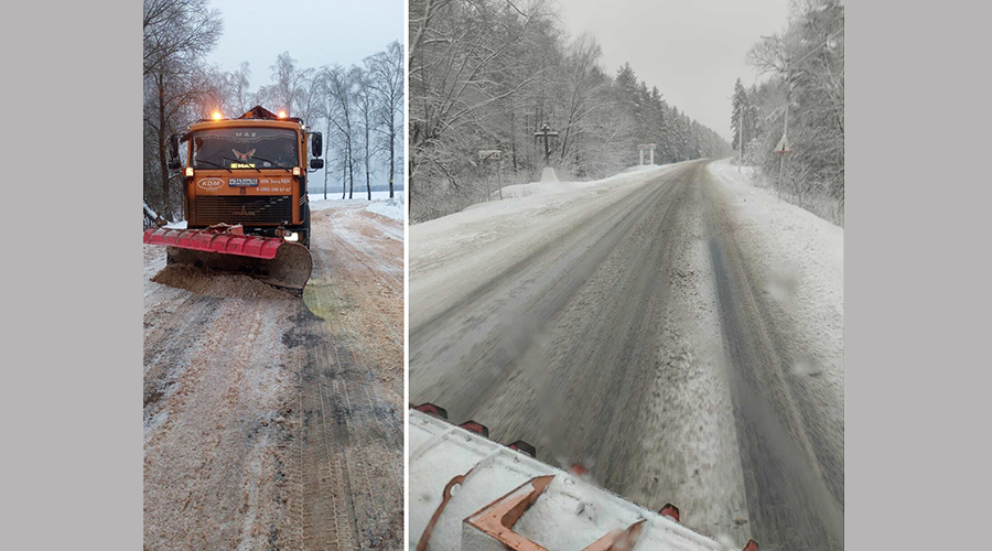 На автодороги Брянской области высыпали за сутки около 2,3 тысячи тонн песко-соляной смеси