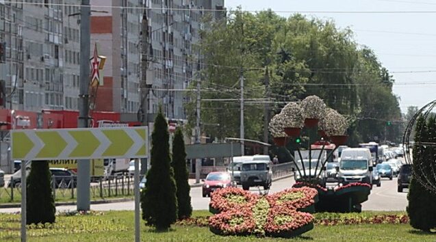 В Брянске разворотное кольцо у самолёта украсили 3000 цветов